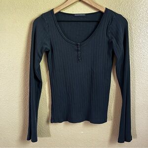 Brandy Melville Navy Ribbed Fitted Blouse